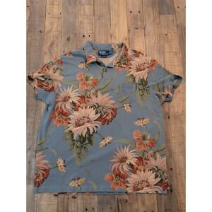 Polo Ralph Lauren Custom Fit Floral Shirt Mens XXL Blue Tropical Hawaiian